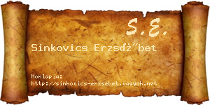 Sinkovics Erzsébet névjegykártya